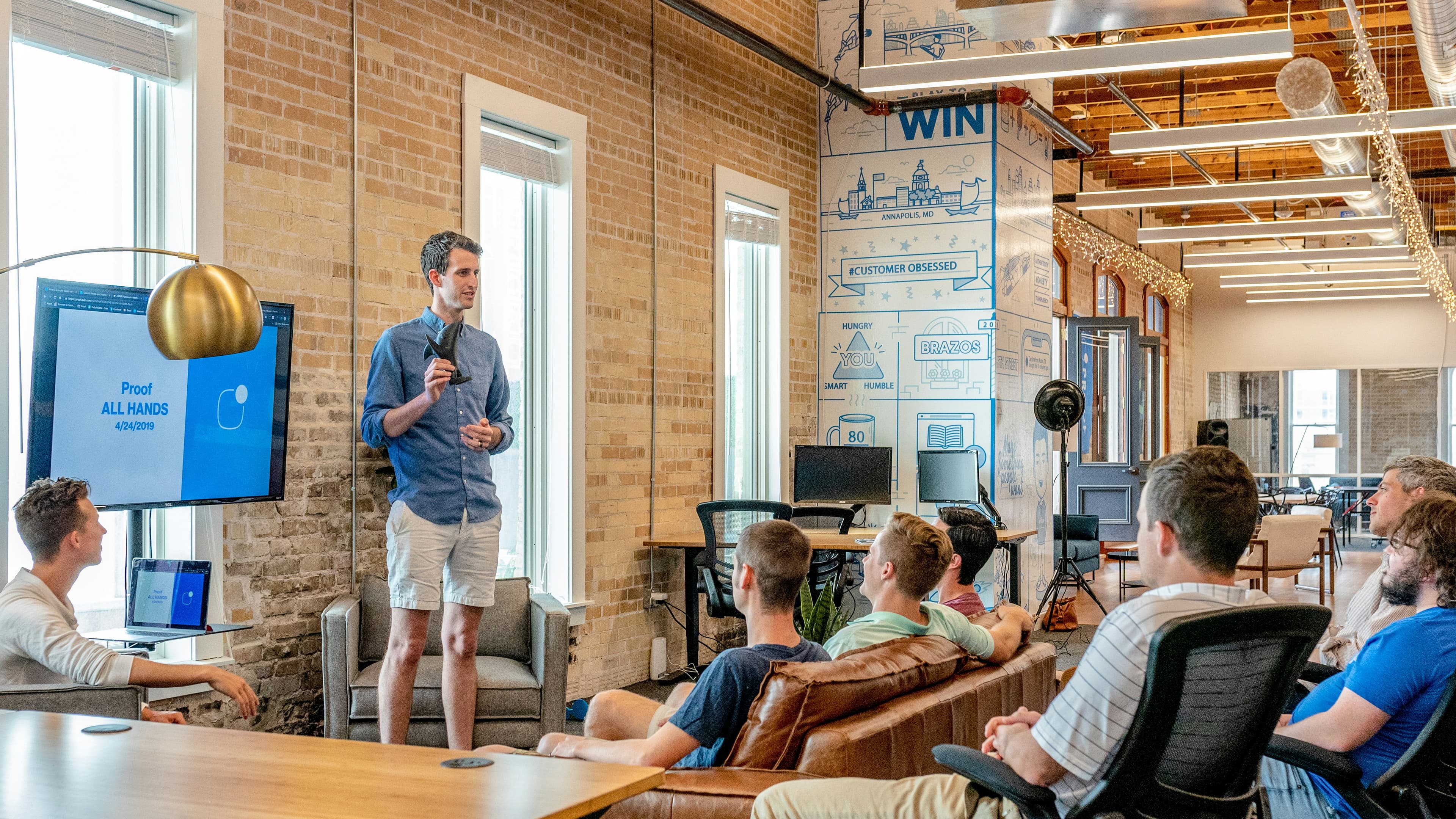 A business team discussing operational growth and outsourcing strategy